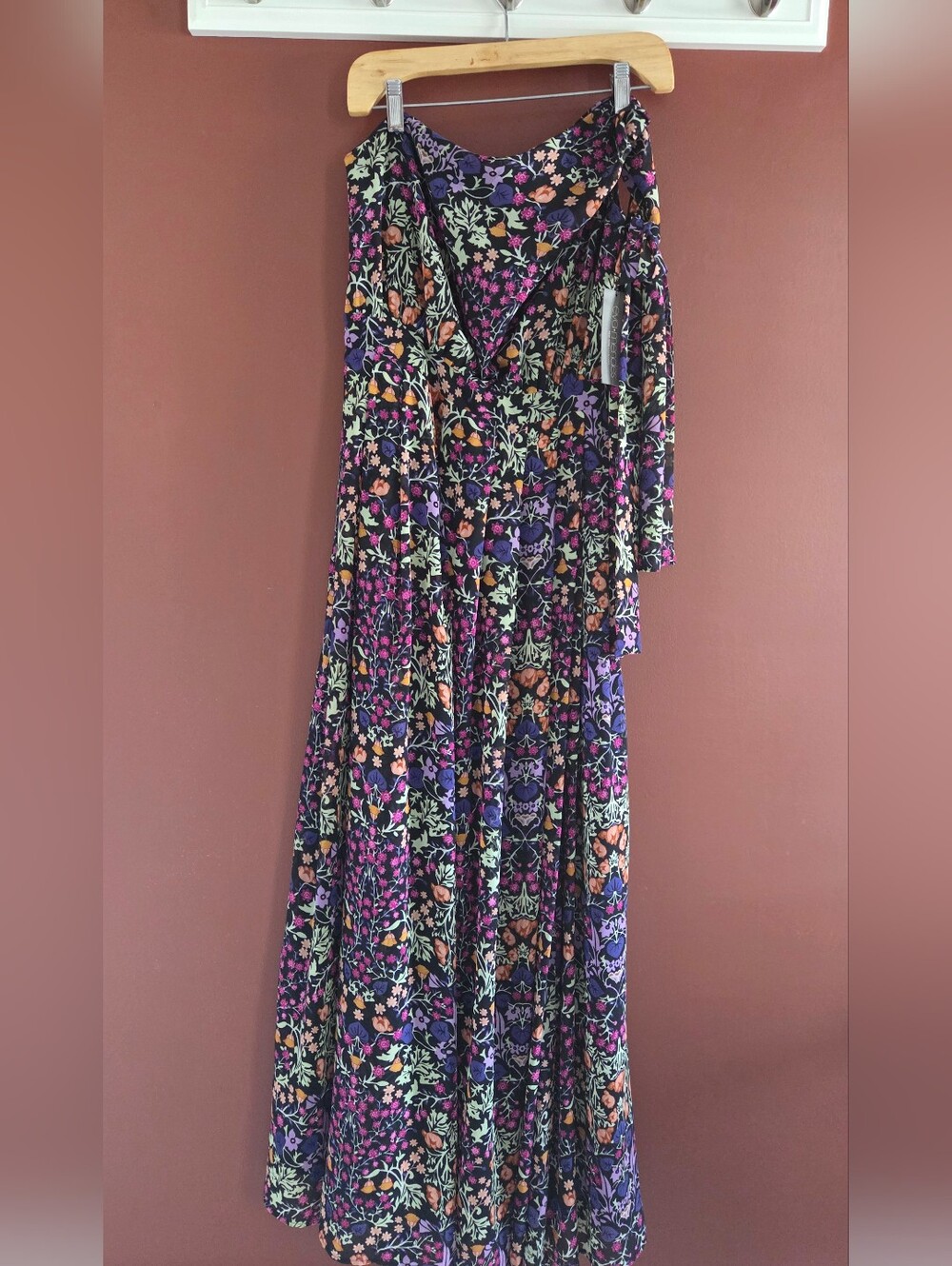 New York & Company Floral Maxi Dress in Black, Purple and Green